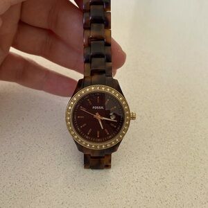 Women’s Fossil Watch in Tortoise Brown with Gold